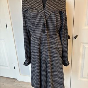 Fever Black and White Houndstooth Coat